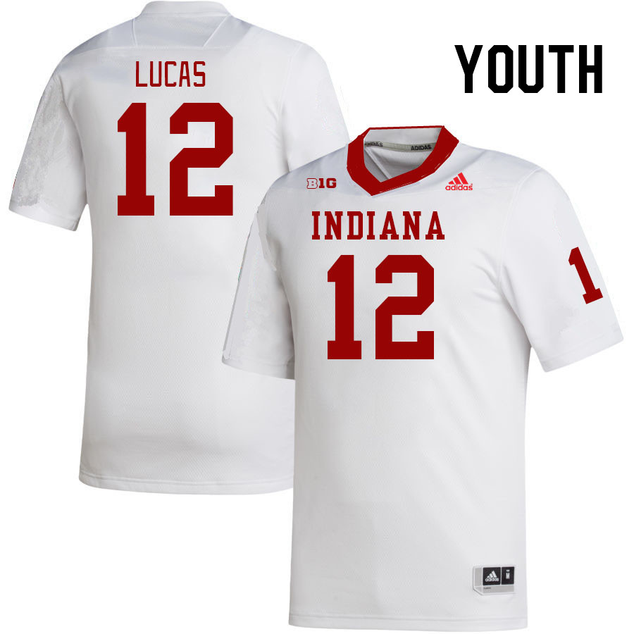 Youth #12 Jaylin Lucas Indiana Hoosiers College Football Jerseys Stitched-White